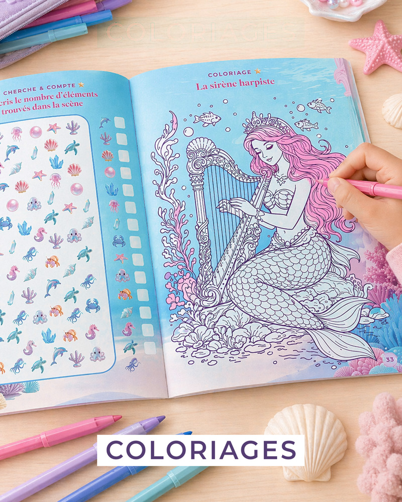 Des illustrations détaillées à colorier dans un univers magique.